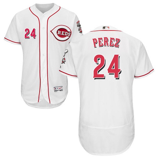 Reds #24 Tony Perez White Flexbase Authentic Collection Stitched MLB Jersey